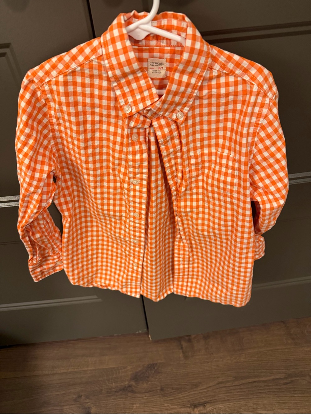 Crewcuts Orange Gingham Button-Down Shirt